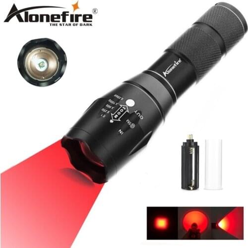 AloneFire E17 XPE Red signal Light Flashlight Hunting Tactical Torch bees blood vessels Hotel camera Detector lamp 18650 battery