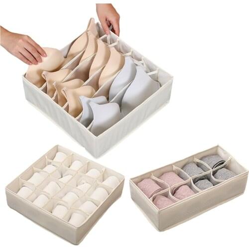 Foldable Storage Boxes Underwear Bra Closet Grid Wardrobe Drawer Divider Case Ties Socks Bra Organizer Bedroom Storage Boxes