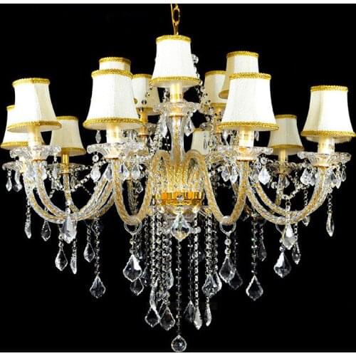 Modern crystal chandeliers life daily lighting with cloth lampshade indoor led candle chandelier for living room hall Lampadari