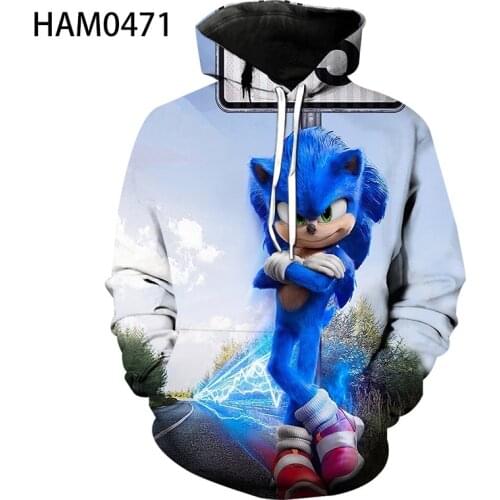 Sonic spring and autumn 3D printing high quality popular baseball cap boy girl cartoon cool fashion sports long sleeve Hoodie