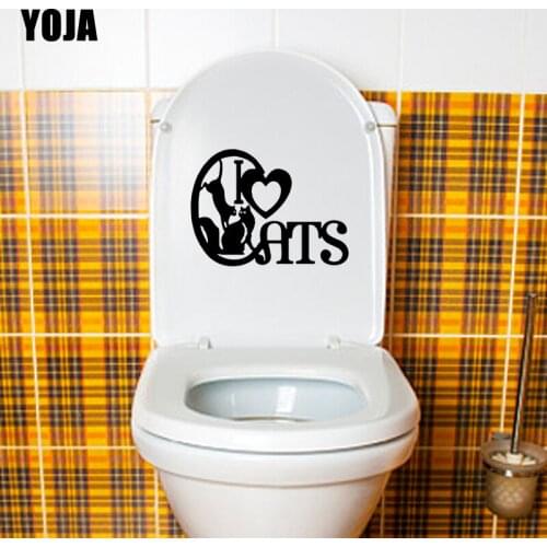 YOJA 22.5*16.7CM I Love Cats Wall Sticker Living Room Home Decoration Toilet Decal T4-0016