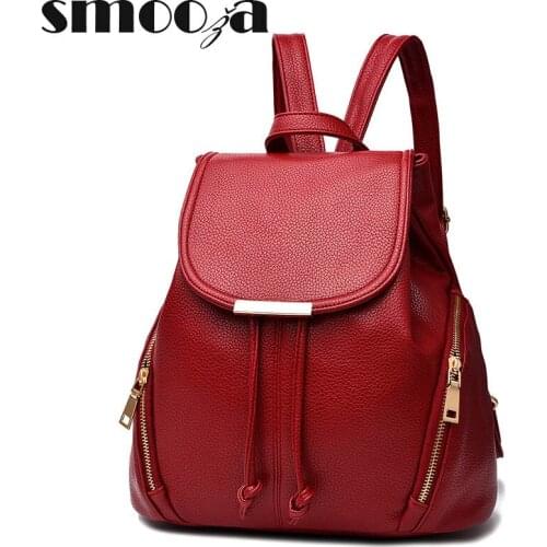 SMOOZA Backpack Women Fashion Leather Backpacks School Bags for Girls Women Bagpack Mochila Feminina School Bags for Teenagers