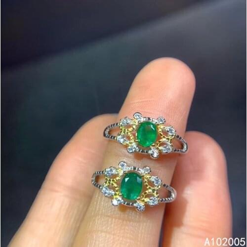 KJJEAXCMY fine jewelry 925 sterling silver inlaid natural gemstone Emerald Female new ring fashion Support test with box
