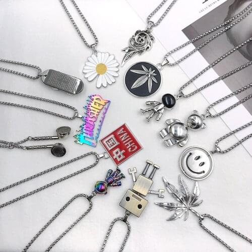 Vintage Punk Titanium Steel Man Necklace Chains Hip Hop Creative Pendant Women Alloy Personality Necklaces Gothic Accessories