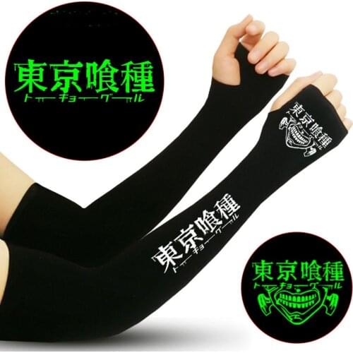 1 Pair Anime Tokyo Ghoul Arm Sleeves UV Protection Hand Protector Ice Silk Sleeves Outdoor Arm Warmer Glow In Dark Figure Toys