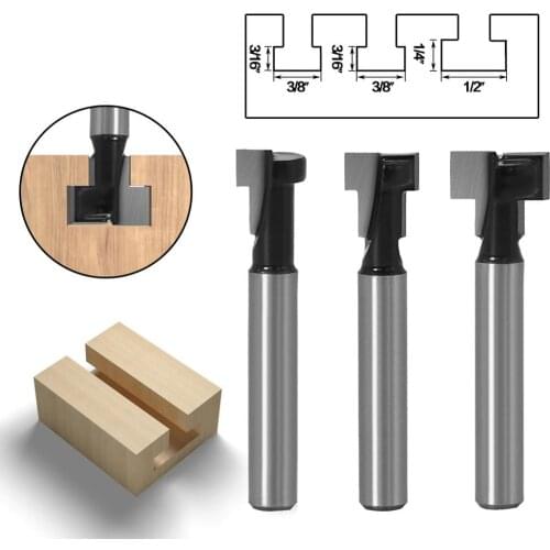 1PC 1/4" 6MM 6.35MM Shank Milling Cutter Wood Carving T-Slot Cutter Router Bit Hex Bolt Key Hole Bits T Slotting Milling Cutter