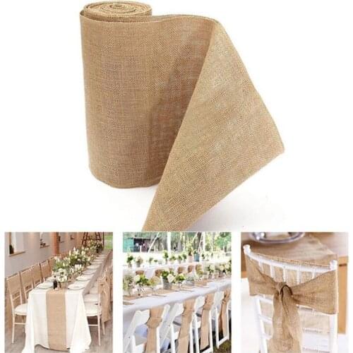 1pcs 30CM*10M Rustic country Wedding Party Decorations Table Runner Burlap Natural Jute Linen for Table Decor Home Table Cloth