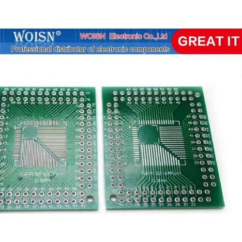 1pcs/lot FQFP TQFP 32 44 64 80 100 LQFP to DIP Transfer Board DIP Pin Board Pitch Adapter In Stock