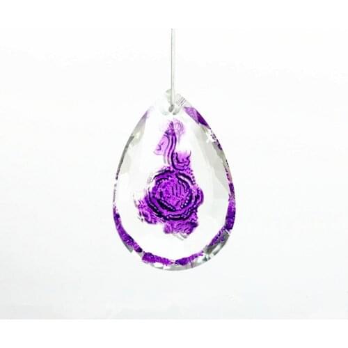 12pcs Violet Crystal Rose Chandelier Pendants 50mm DIY Lamp Accessory Engraved flower pattern By Handmade For Wedding Decoration