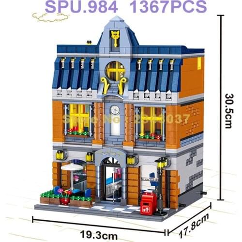 Ql0935 1367pcs Urban Street View Hill Tavern Pub Club Building Blocks Toy