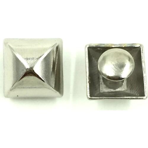 20Sets Punk Square Cone Spike Studs Spots Garment Rivets Silver Tone DIY Crafts Findings 12x12mm