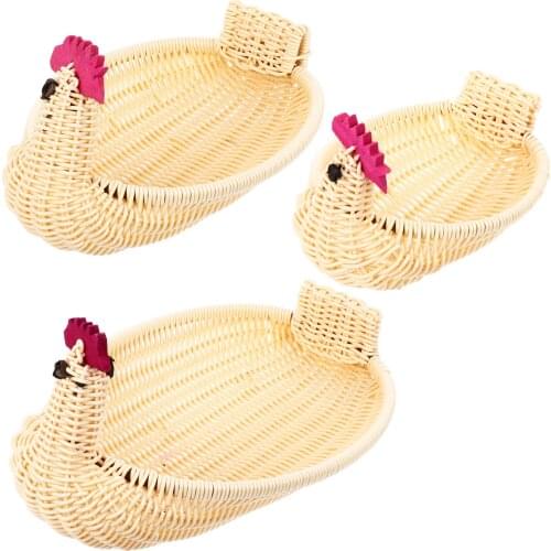 3pcs Easter Rattan Weaving Storage Baskets Animal Modeling Candy Fruit Baskets