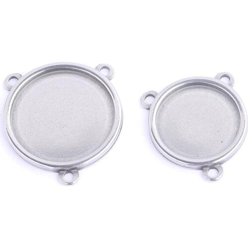 5pcs Fit 20mm Cabochon Base Settings With Three Loops Stainless Steel Gold Plated Pendant Bezel Blank Trays For Jewelry Making