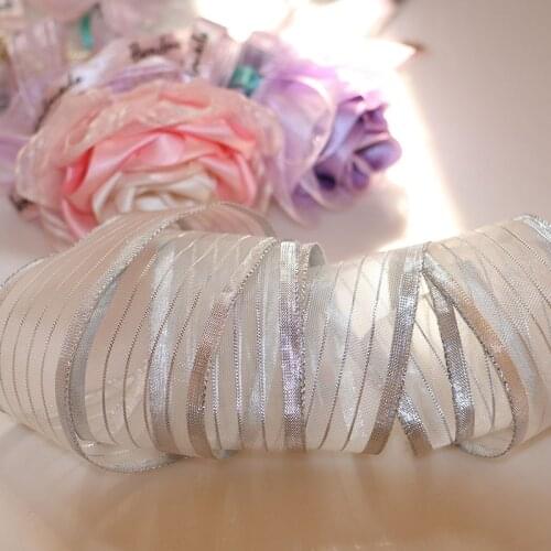 5yard 4cm silver wide-edged Eugene yarn ribbon wholesale gift packaging decorative ribbon