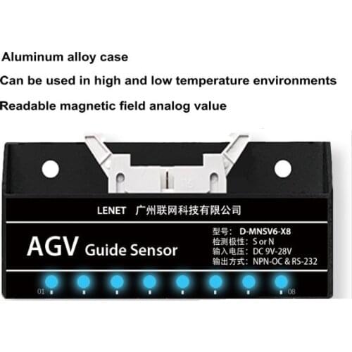 AGV Magnetic Navigation Sensor 8-bit Detection High Sensitivity For Trolley Food Delivery Robot D-MNSV6-X8