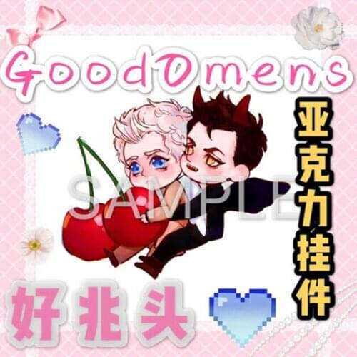 Movie Good Omens Michael Sheen Angel Devil Acrylic Keychain Keyring Strap Limit Wallet phone mobile key belt gift cosplay