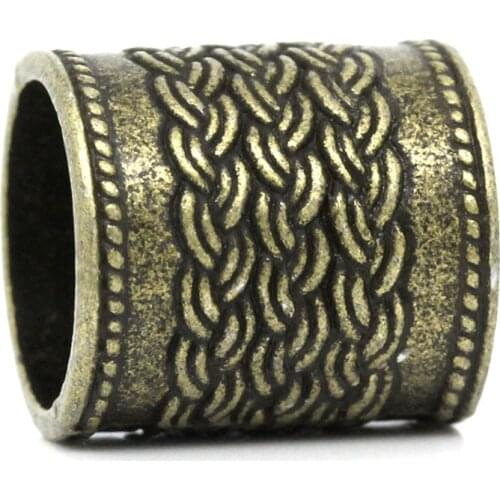 Doreen Box hot- Spacer Beads Cylinder/Column Antique Bronze Twist Pattern Carved 13mm Dia Hole:Approx 10.5mm,20PCs (B26358)