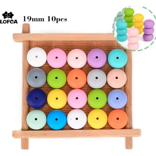 LOFCA 19mm 10pcs Abacus Silicone Beads BPA Free Lentils Soft Chewable Organic Beads Teether For Necklace Baby Toys DIY Chain