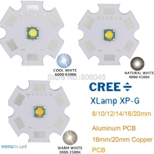10x 5W Cree XPG XP-G High Power LED Emitter Chip, Cool White / Warm White / Neutral White on 8mm / 12mm / 14mm / 16mm / 20mm PCB