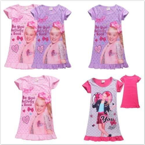 Kid Girl Dresses Cotton JOJO Siwa Print Pyjama Nightie Dress Sleep Wear Pajama Cute Princess Nightwear Clothes Children Vestidos