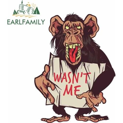 EARLFAMILY 13cm x 9.8cm for Funny Monkey Wasnt Me Car Stickers Graffiti DIY Personality Laptop Race Car Decoration Window Decal