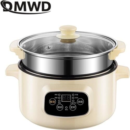 DMWD Mini Electric Multicooker Breakfast Maker Noodles Pasta Cooker Hot Pot Porridge Soup Cooking Pot For 1-3 People 220V