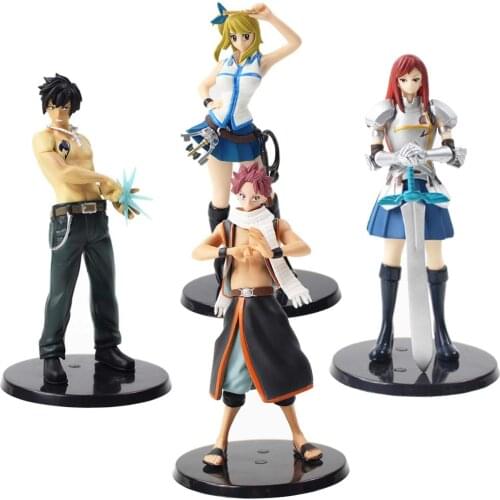15cm 4pcs/set Fairy Tail Figures Erza Scarlet Gray Fullbuster Lucy Heartfilia Natsu PVC Action Figure Anime Model Toy