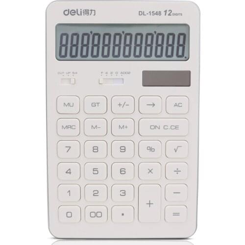 Dual Power Flat Panel Calculator 12 Digits Large Screen Desktop Computer White Calculadora Canetas Office School Supplies
