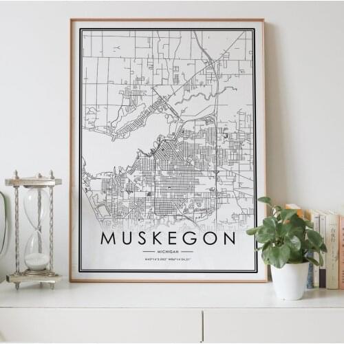 MUSKEGON Michigan MI USA city map Nordic Living Room Decoration Canvas Poster Modern Home Decor Art Print Painting