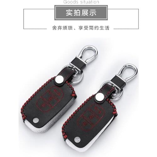 Car Leather Remote Control Car Keychain Key Cover Case For LADA Sedan/Largus/Kalina/Granta/Vesta 3Button Flip Key L1236