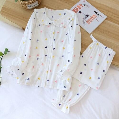 Summer Thin Confinement Clothes New Double Gauze Doll Collar Pajamas Pregnant Women Nursing Clothes Sleepwear Pijama Enfermera