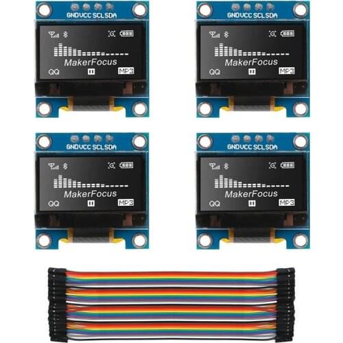 Top Deals 4Pcs I2C OLED 0.96 Inch OLED Display Module IIC SSD1306 128 64 LCD White, with DuPont Cable 40-Pin Male to Female