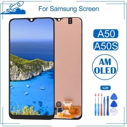 Best OEM For Samsung Galaxy A50 A50S LCD Touch Screen Display OLED Digitize Assembly Replacement Frame With Gift