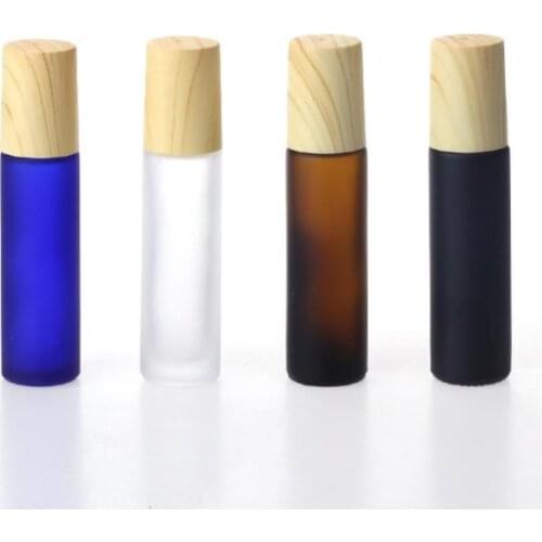 Frosted Black Clear Blue Amber 10 ml Metal Roller Perfume Bottles For Essential Oils Rolling 1 3 OZ Roll-on Glass Perfume SN3205