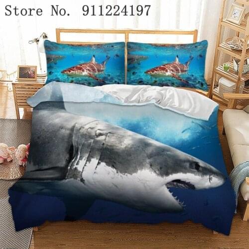 Microfiber Duvet Cover Set Megalodon Printing 3PCS Luxury Quilt Cover Comforter Bedding Set For Child Marine Life Bed Sheet
