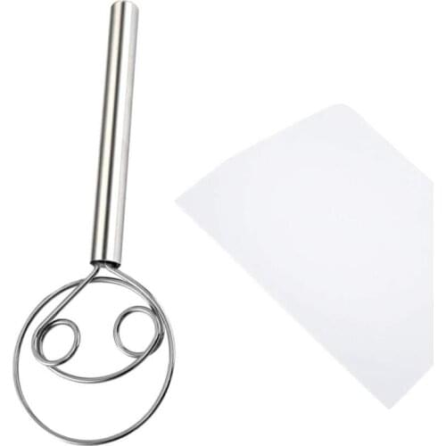 A Set of 2 304 Stainless Steel Whisk Set, Manual Flour Whisk, Egg Whisk, Cream Whisk, Stirring Stick, Dough Cutter