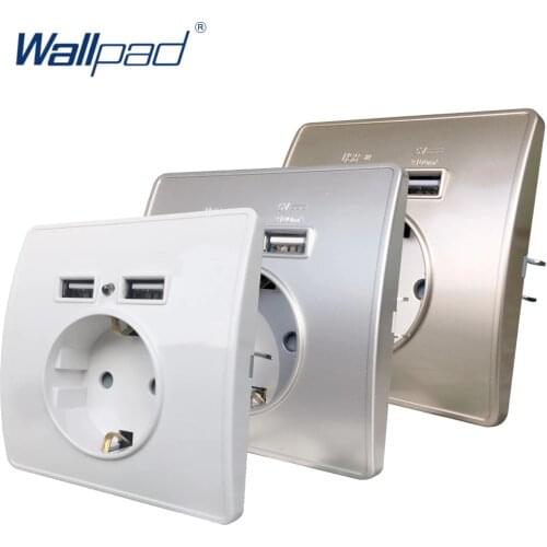 Wallpad EU Standard Electrical Wall Charger Adapter Charging Germany Plug Socket Power Outlets PC Panel White Gold Silver