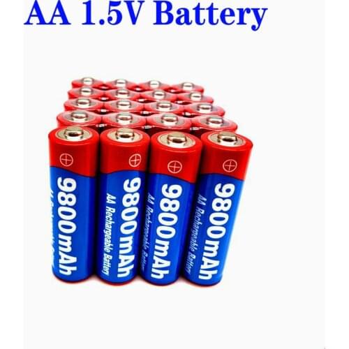 2021 New 24-80pcs/lot Brand AA rechargeable battery 9800mah 1.5V New Alkaline Rechargeable batery for led light toy mp3