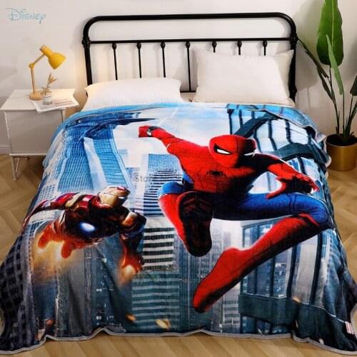 New Spider Man Flannel Blanket Boys Girls Iron Man Disney Frozen McQueen Printed Coral Fleece Warm Bed Sheet Sofa Throw Blankets
