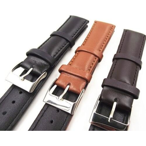 Wholesale High quality 50PCS/lot 18MM genuine leather watch band watch strap watch parts-black ,brown,coffee color -4107