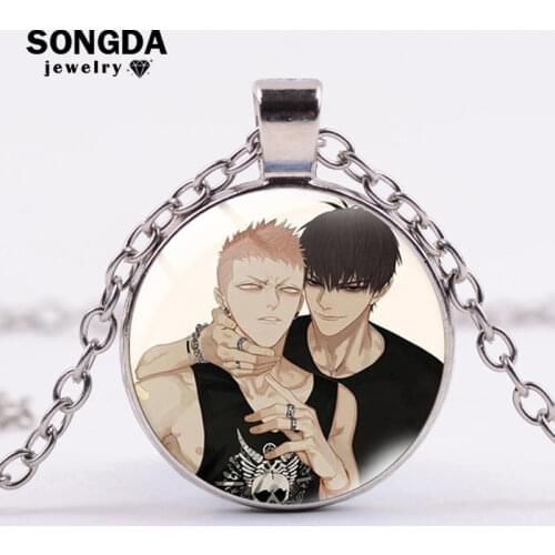 SONGDA Manga Old Xian 19 Days Necklace Zhan Zheng Xi He Tian Mo Guan Shan Glass Art Photo Pendant Necklace Punk Metal Link Chain