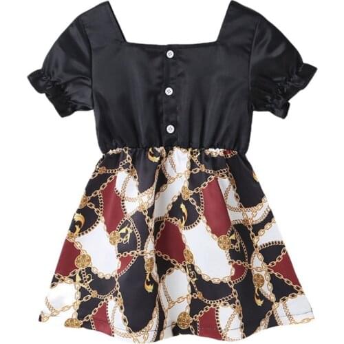 Hot Style Short Sleeved Dress For Girls Summer Dot Knee-Length Dress