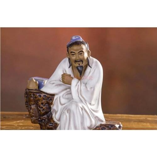 Rare old SHIRAN KILN Ancient figure drinking tea porcelain statue