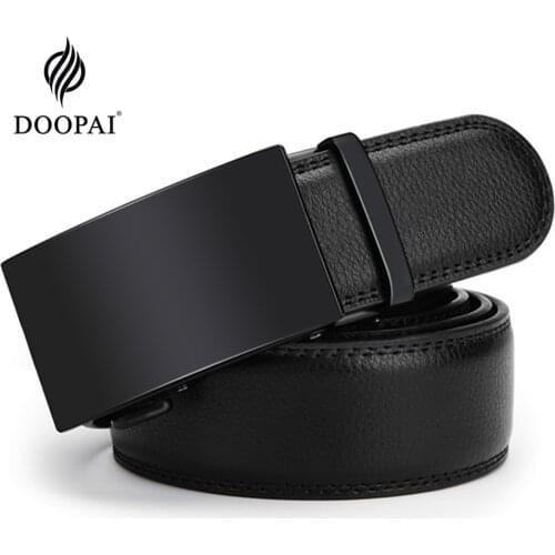 DOOPAI Genuine Leather Belt Mens Belt Cow Leather Belts Business Automatic Buckle Black Leather Belts For Men 3.5cm Width