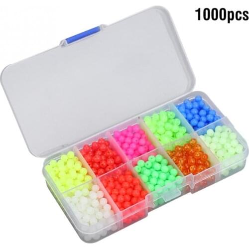 1000pcs/Box Fishing Beads Lure 5mm Luminous Fishing Floats Night Glow Beads Fishing Tackle Lures Bead Bait Pasca Accessories