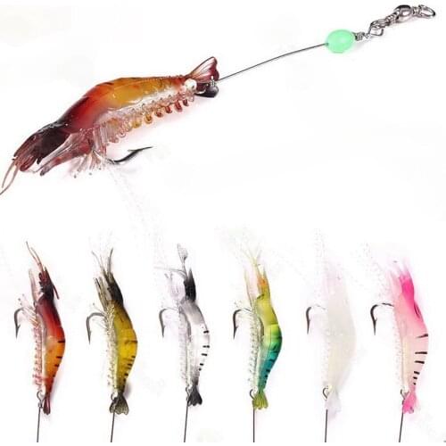 Fishing Tackle Soft Fishing Lure 9cm 6g Artificial Bait With Luminous Bead Swivels Hook Lifelike Soft Bait Shrimp Lure Carp