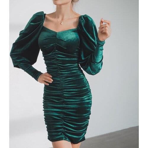 Sexy Bodycon Dresses For Women Clothes Sexy Club Outfits For Women Clubwear Velvet Evening Party Dress New Arrival 2021 Spring