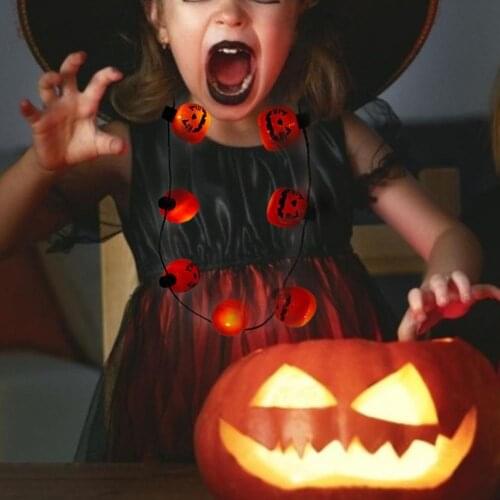 Lighting Effect Delicate Craft Christmas Light Necklace Premium Texture Orange Light Pumpkin Necklace Prop Christmas for Concert