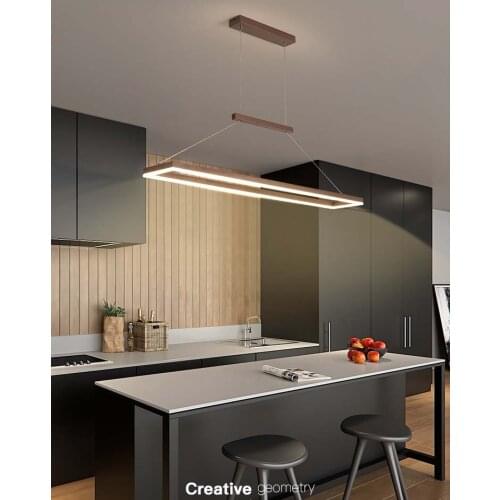 LED Dining room Chandelier Nordic luxury minimalist Modern minimalist office strip light front desk Brown Bar Hanging lamp