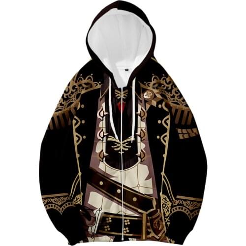 3D Printing Genshin Impact Zipper Hooded Sweatshirts Men Women Cosplay Outfits Autumn Loose Game Hoodies Jacket Coats Clothing